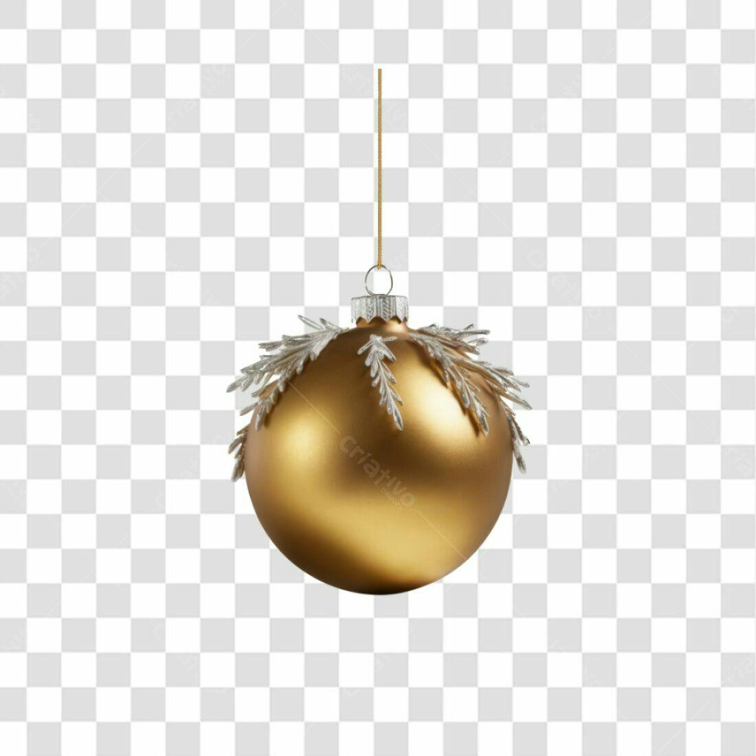 Enfeite Natal Dourado PNG com fundo transparente
