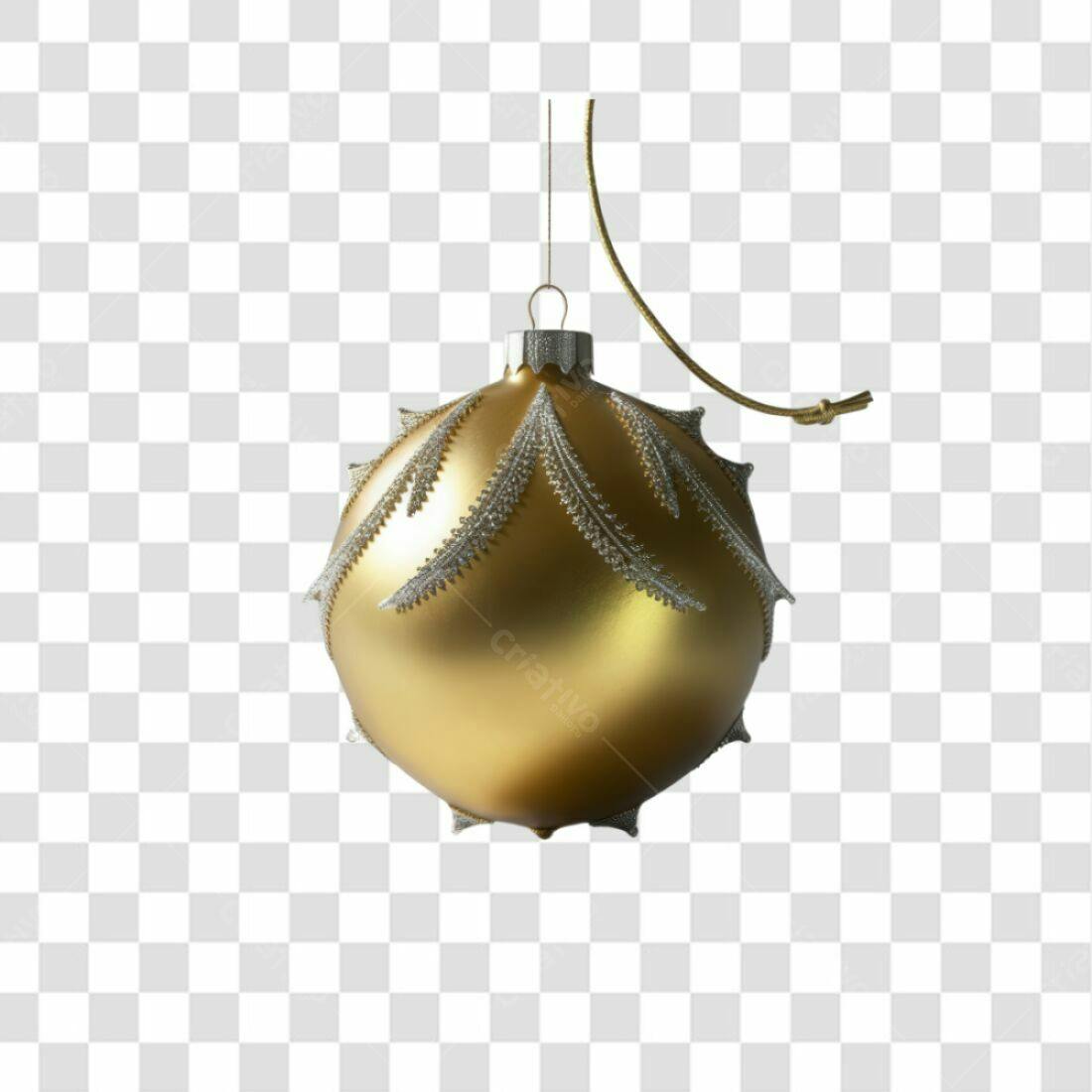 Enfeite Natal Dourado PNG com fundo transparente