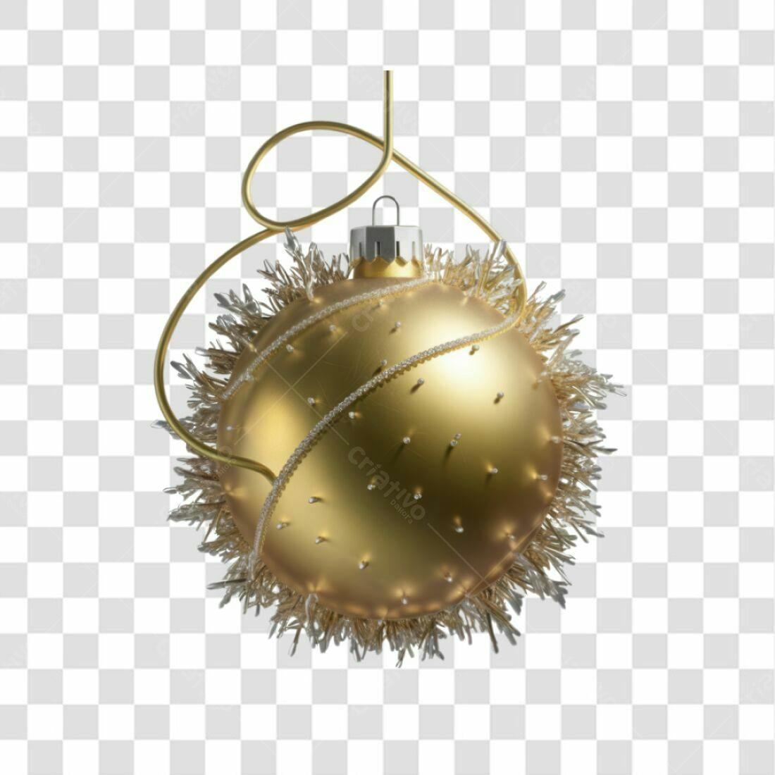 Enfeite Natalino Dourado PNG com fundo transparente