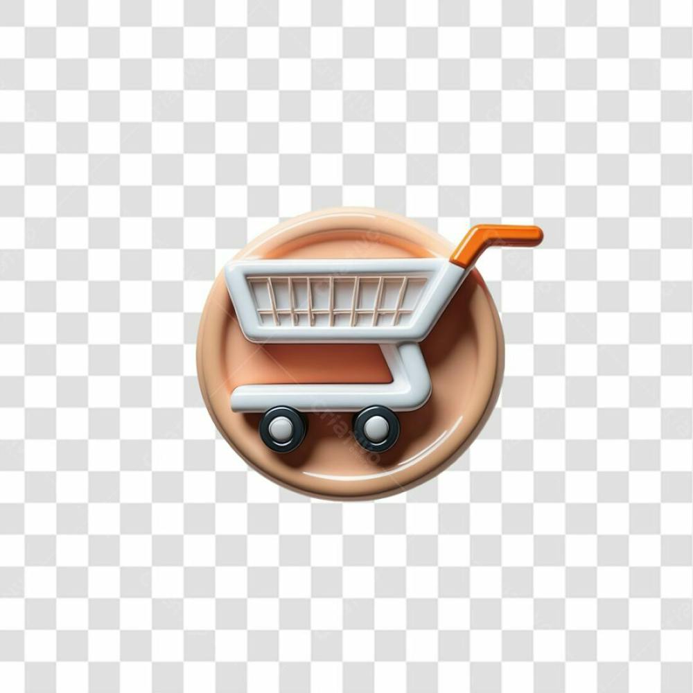 Selo 3D Render Carrinho De Compras Elemento Ícone Psd Png