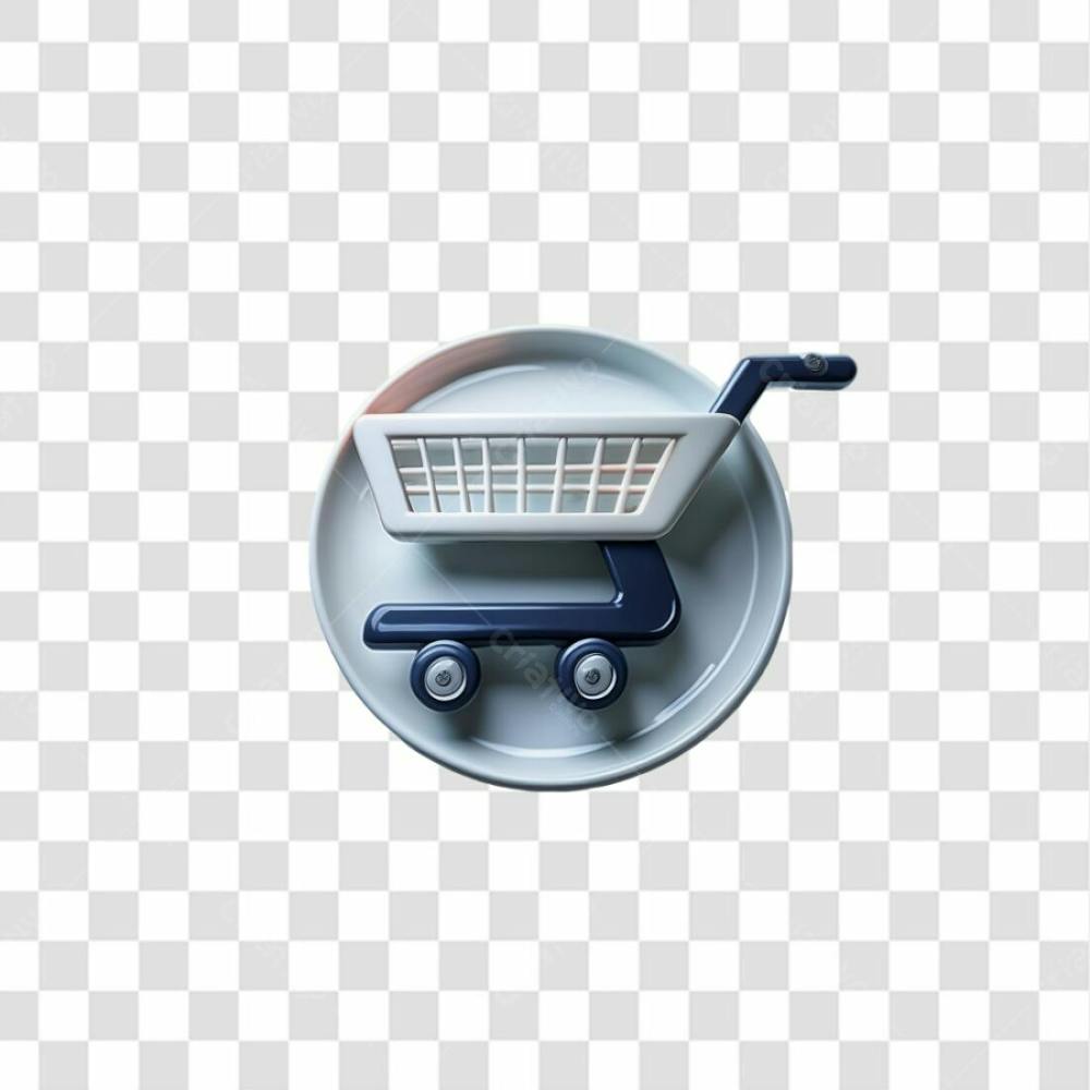 Selo 3D Render Carrinho De Compras Elemento Ícone Psd Png