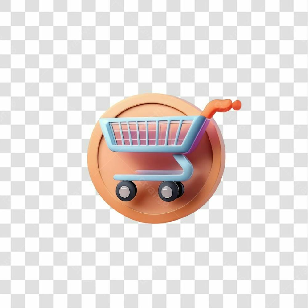 Selo 3D Render Carrinho De Compras Elemento Ícone Psd Png