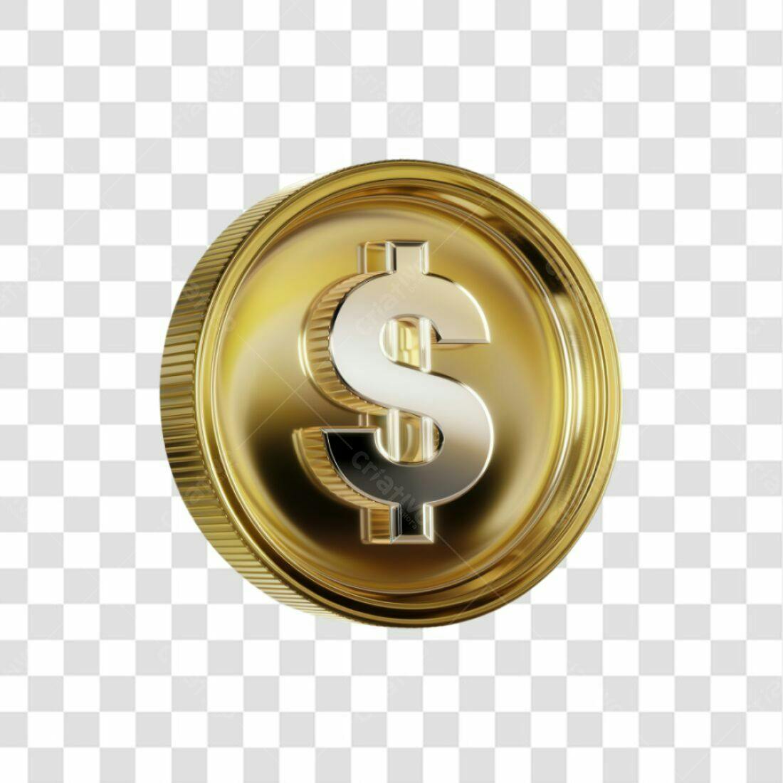 Icone Moeda Dolar Ouro PNG com fundo transparente