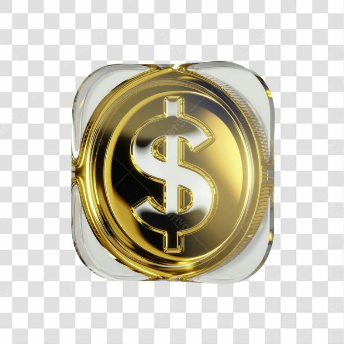 Icone Dólar Ouro PNG com fundo transparente