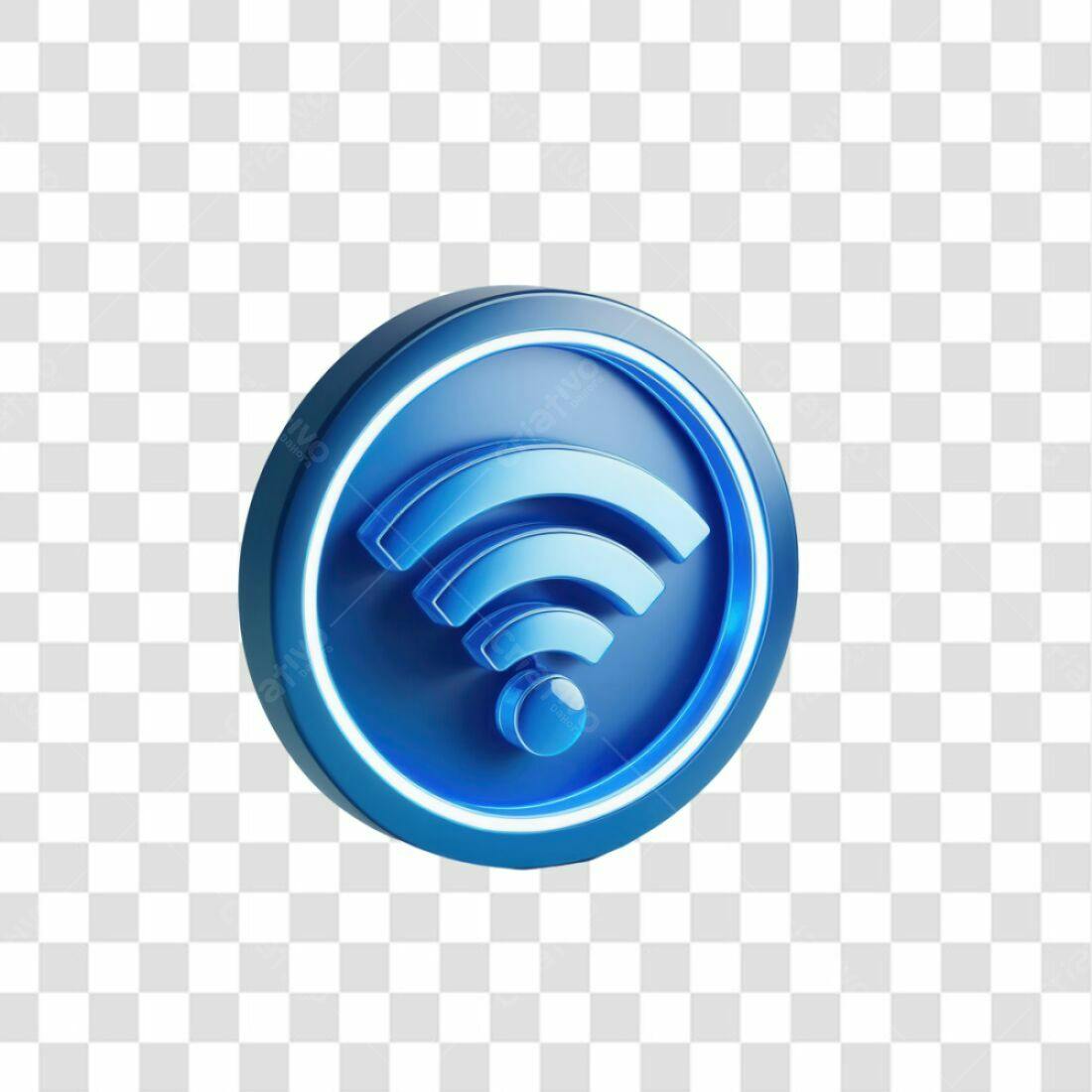 Icone Wifi 3D Azul PNG com fundo transparente