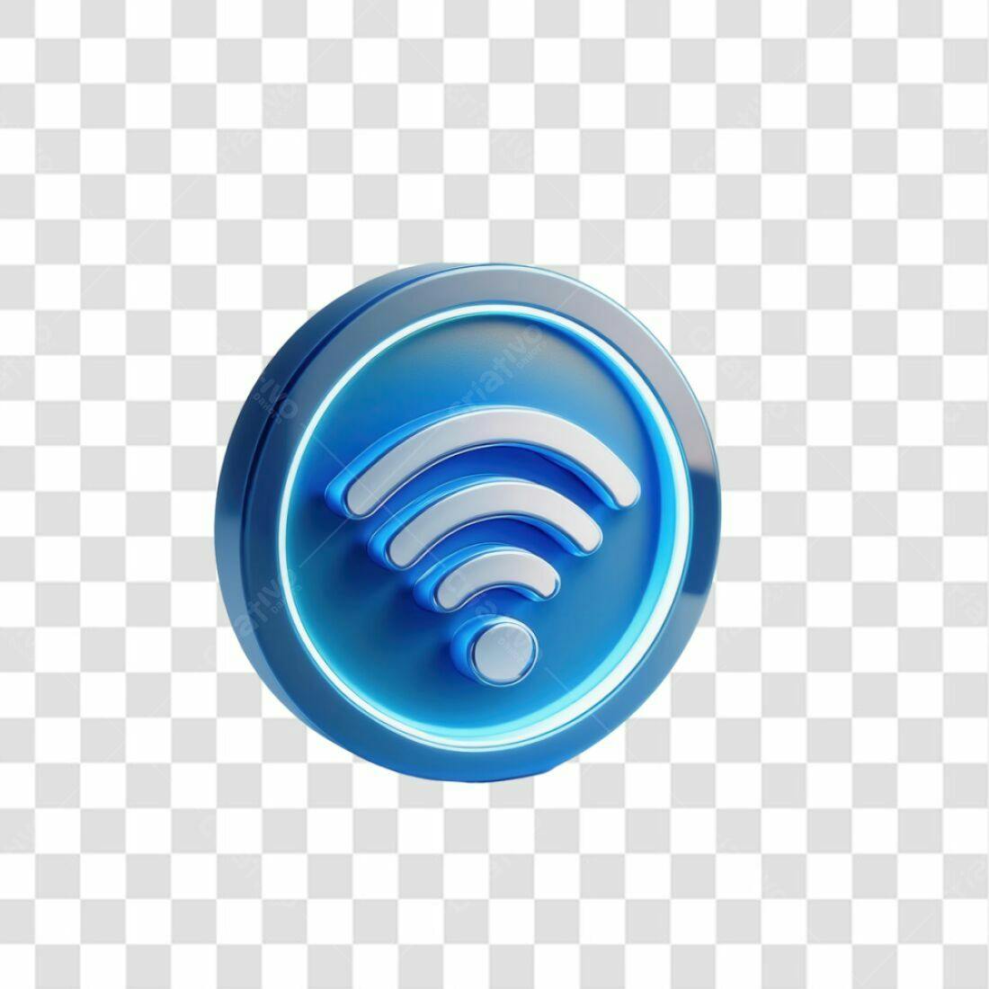 Icone Wifi 3D Azul PNG com fundo transparente