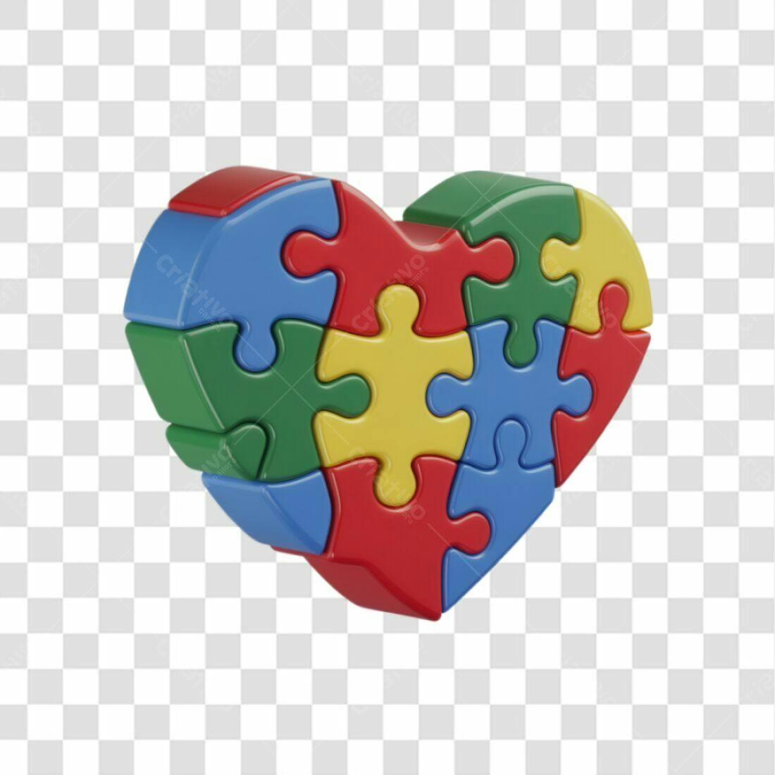 Icone Puzzle Coração Dia Mundial do Autismo PNG com fundo transparente