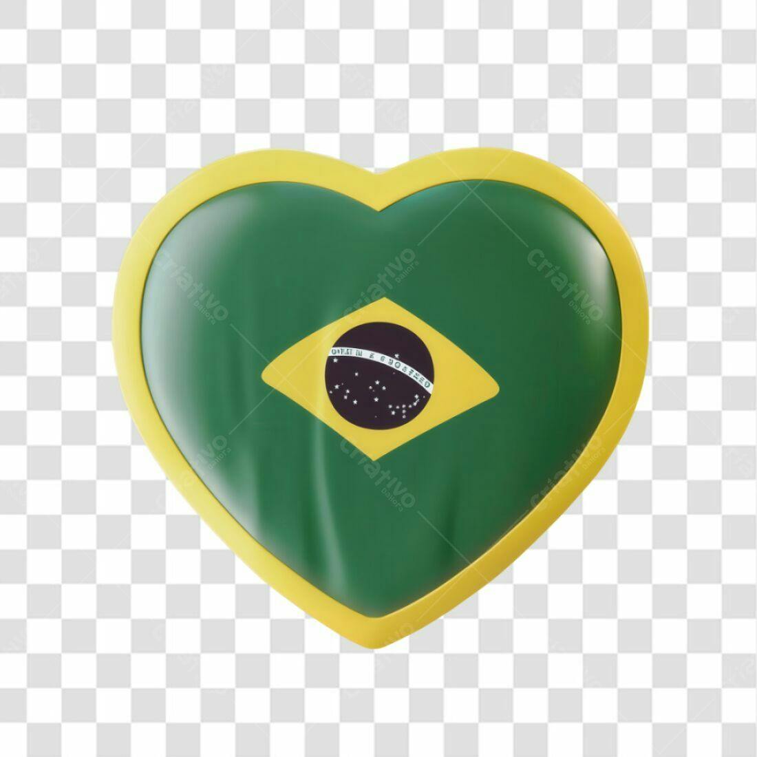Icone Brasil em formato de coração PNG com fundo transparente