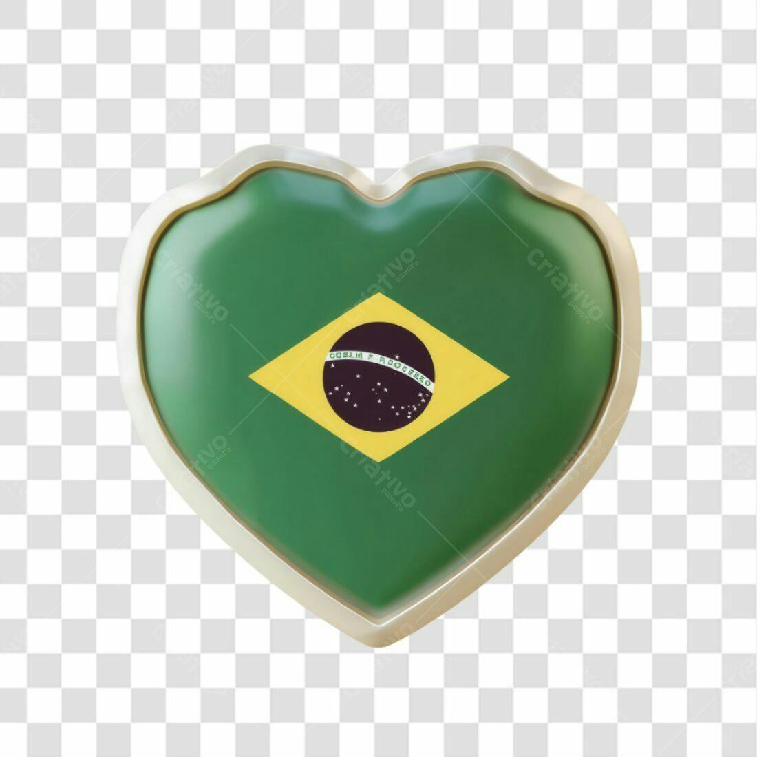 Icone Brasil em coração PNG com fundo transparente