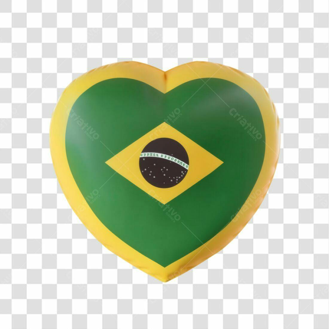 Icone Coração Bandeira Brasil PNG com fundo transparente