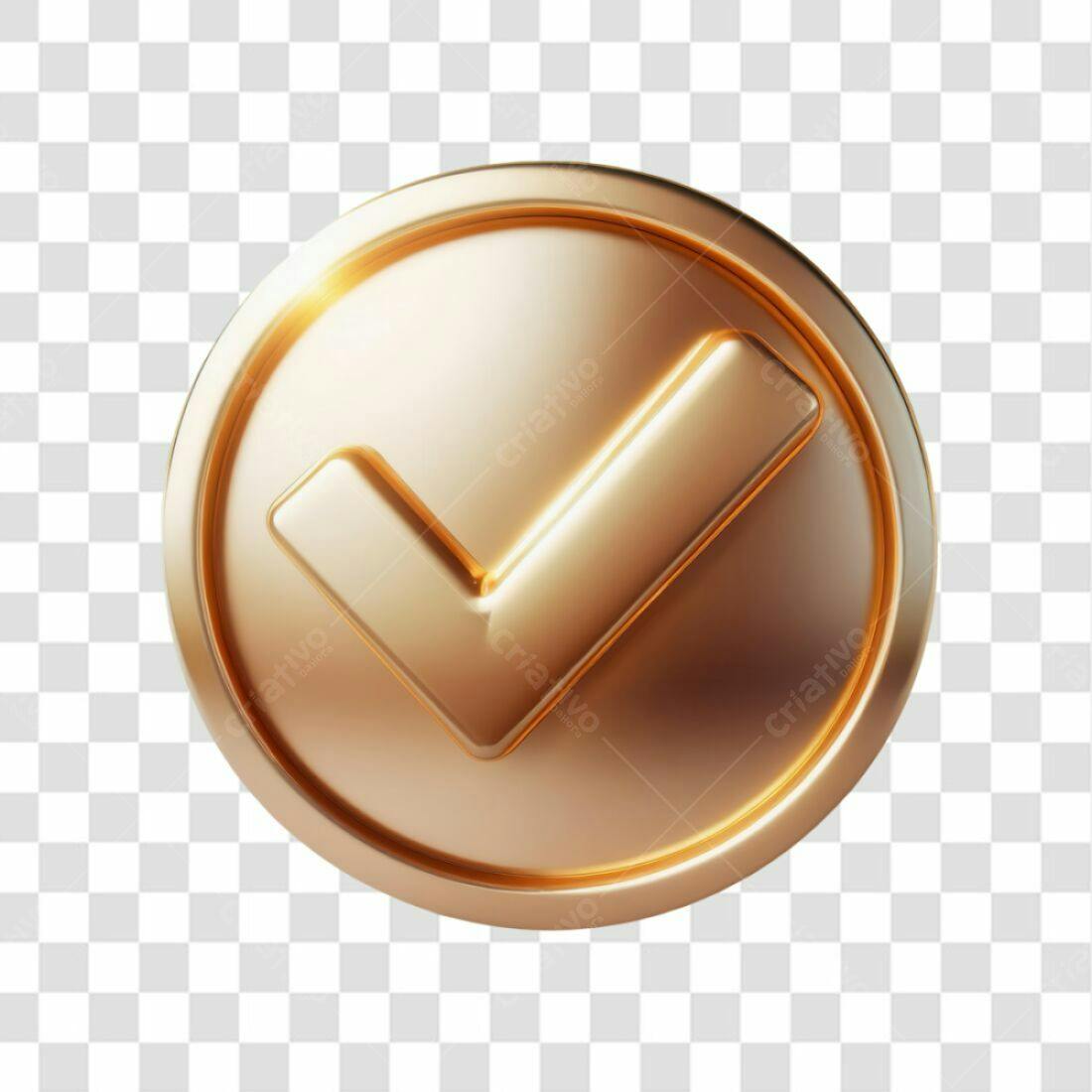 Ícone de Aprovação Dourado PNG com fundo transparente
