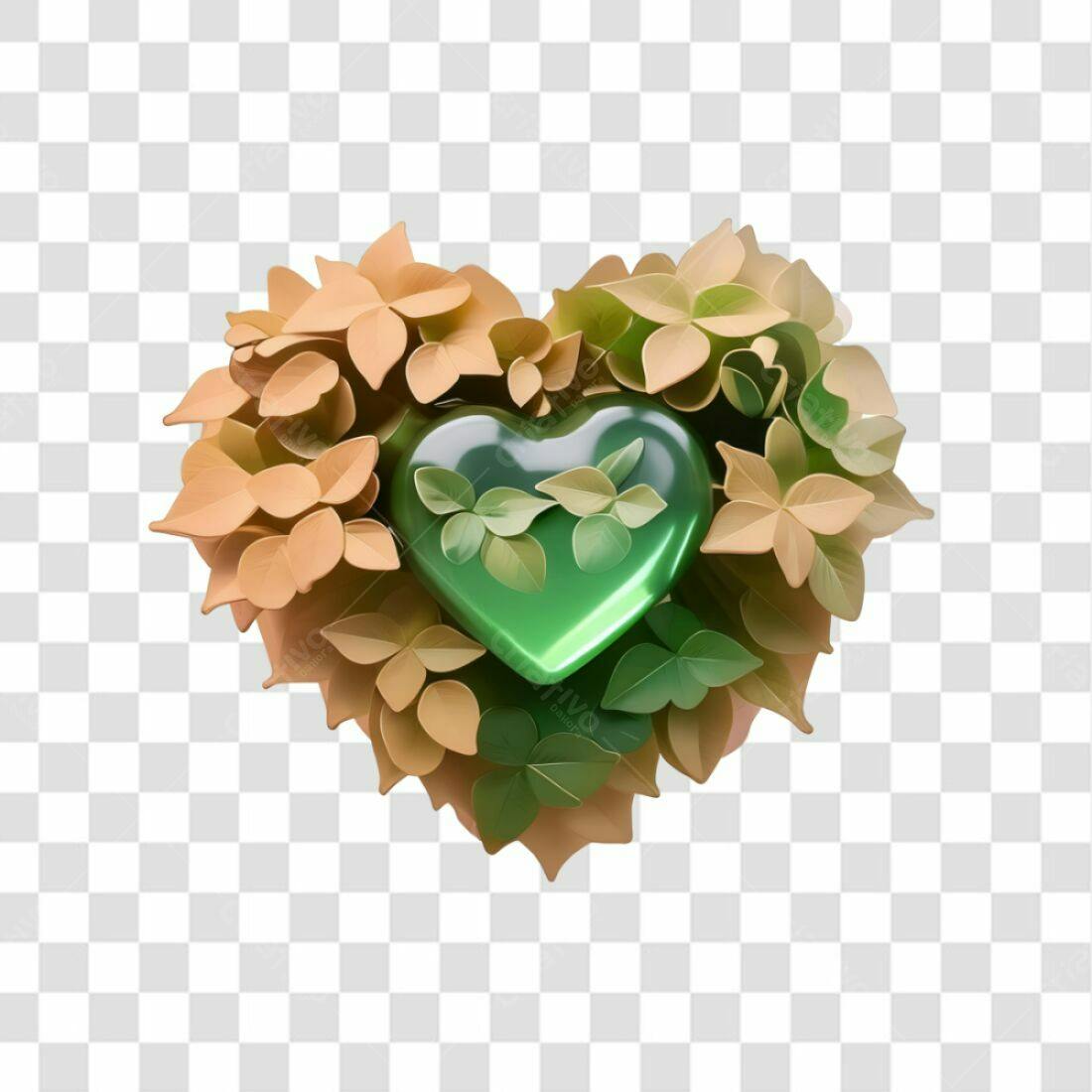 Icone Dia dos Namorados Verde e Bege PNG com fundo transparente