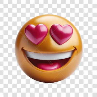 Selo 3D Render Emoji Apaixonado Elemento Ícone Psd Png