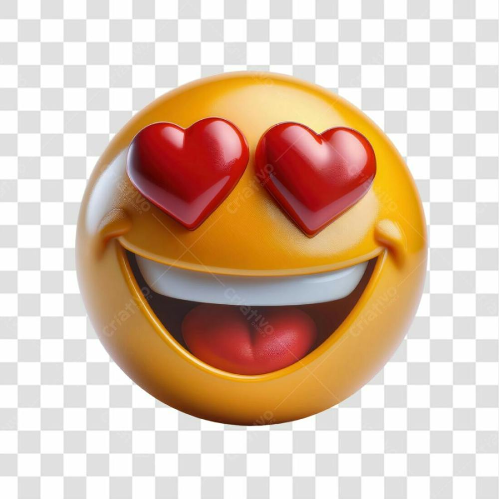 Selo 3D Render Emoji Apaixonado Elemento Ícone Psd Png