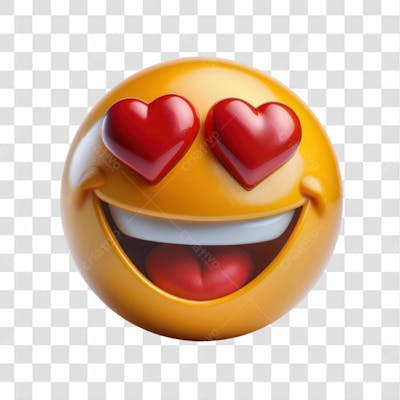 Selo 3D Render Emoji Apaixonado Elemento Ícone Psd Png