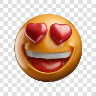 Selo 3D Render Emoji Apaixonado Elemento Ícone Psd Png