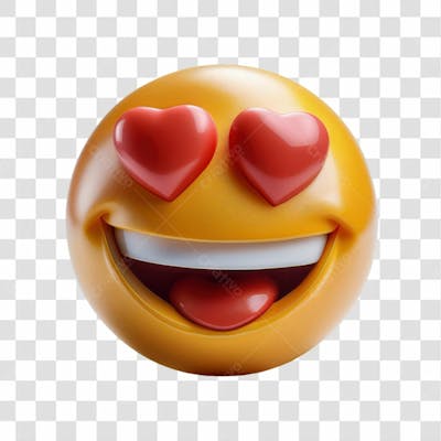 Selo 3D Render Emoji Apaixonado Elemento Ícone Psd Png