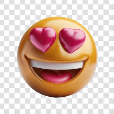 Selo 3D Render Emoji Apaixonado Elemento Ícone Psd Png