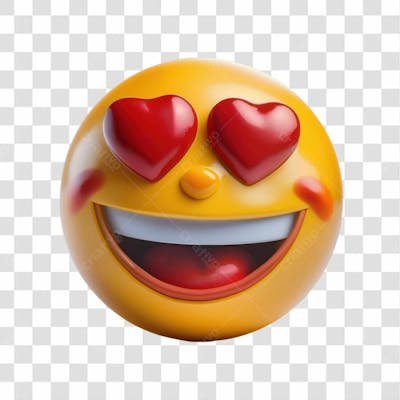 Selo 3D Render Emoji Apaixonado Elemento Ícone Psd Png