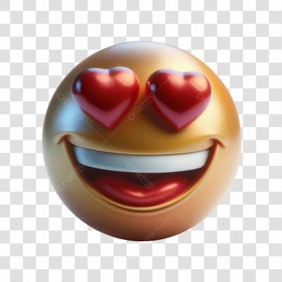 Selo 3D Render Emoji Apaixonado Elemento Ícone Psd Png