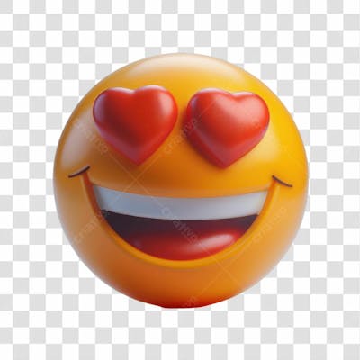 Selo 3D Render Emoji Apaixonado Elemento Ícone Psd Png