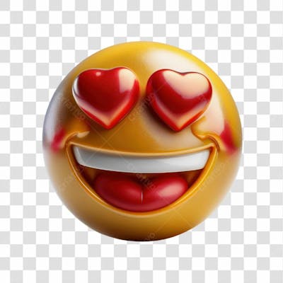 Selo 3D Render Emoji Apaixonado Elemento Ícone Psd Png