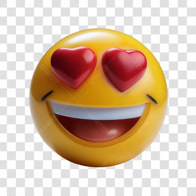 Selo 3D Render Emoji Apaixonado Elemento Ícone Psd Png