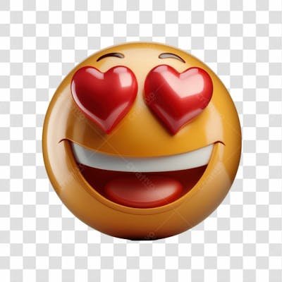 Selo 3D Render Emoji Apaixonado Elemento Ícone Psd Png