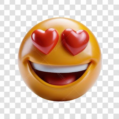 Selo 3D Render Emoji Apaixonado Elemento Ícone Psd Png