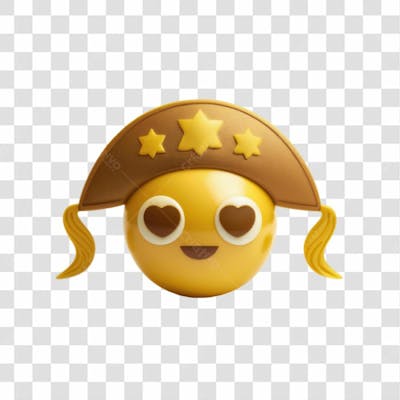 Selo 3D Render Emoji Nordestino Elemento Ícone Psd Png