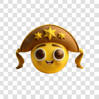 Selo 3D Render Emoji Nordestino Elemento Ícone Psd Png