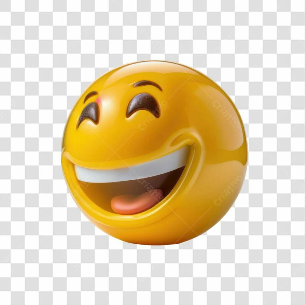 Selo 3D Render Emoji Sorrindo Feliz Elemento Ícone Psd Png