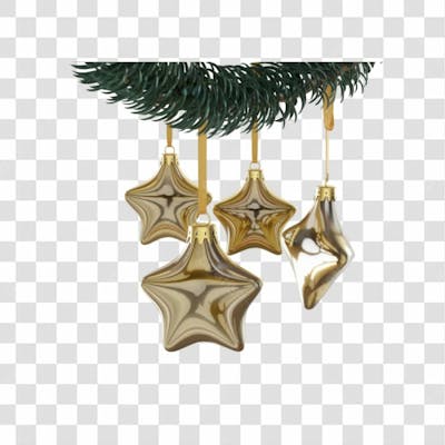 Selo 3D Render Estrelas Natal Elemento Ícone Psd Png