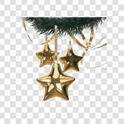 Selo 3D Render Estrelas Natal Elemento Ícone Psd Png