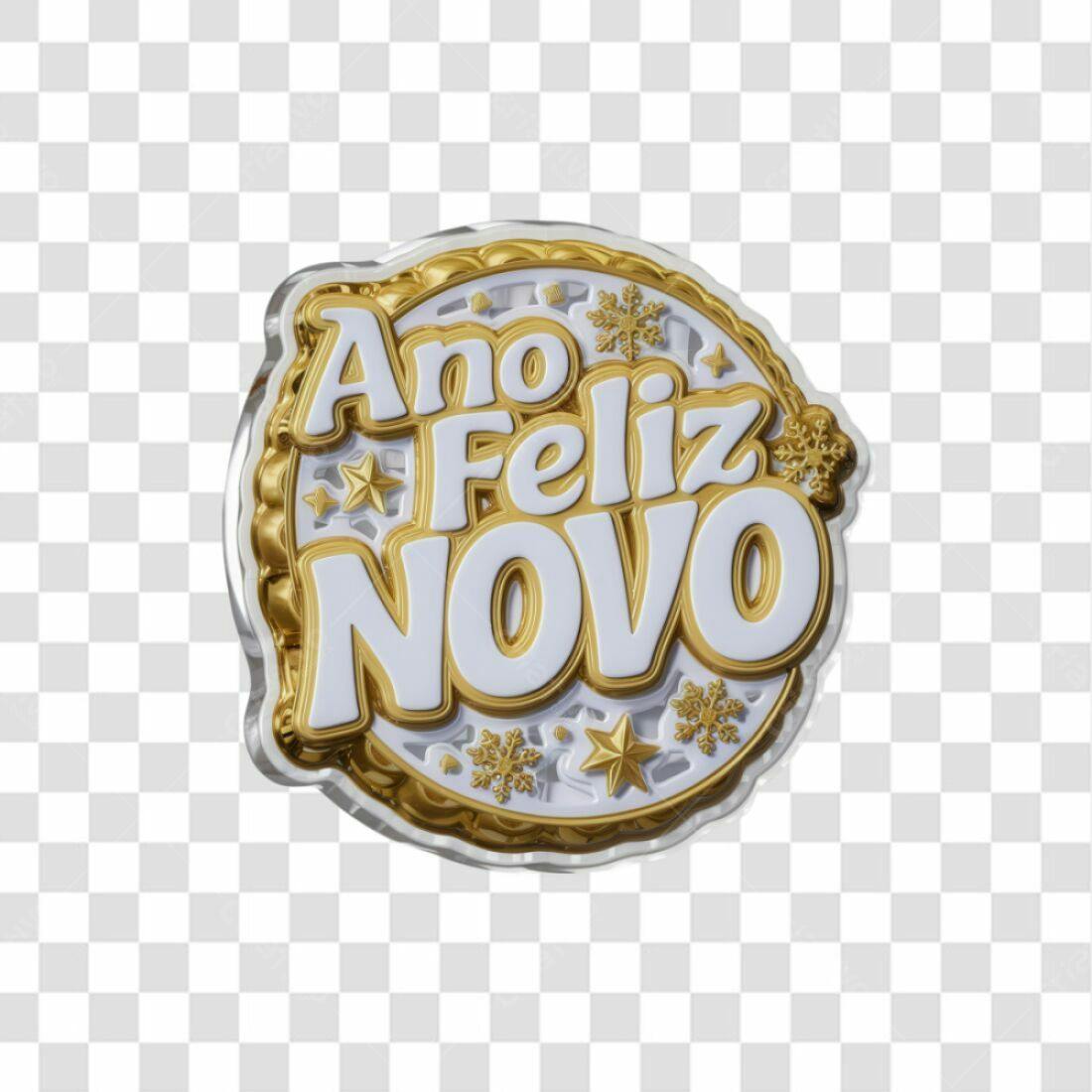 Selo Ano Novo Feliz PNG com fundo transparente