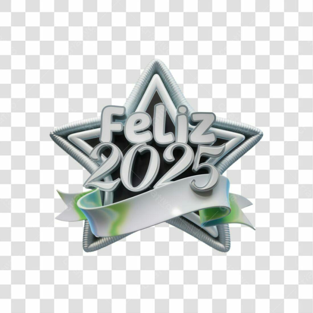 Icone Feliz Ano Novo 2025 PNG com fundo transparente