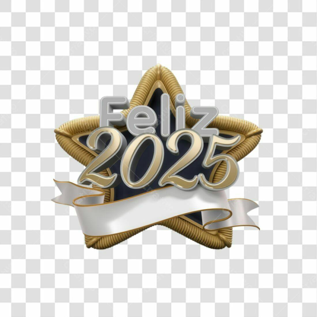 Selo Feliz Ano Novo 2025 PNG com fundo transparente