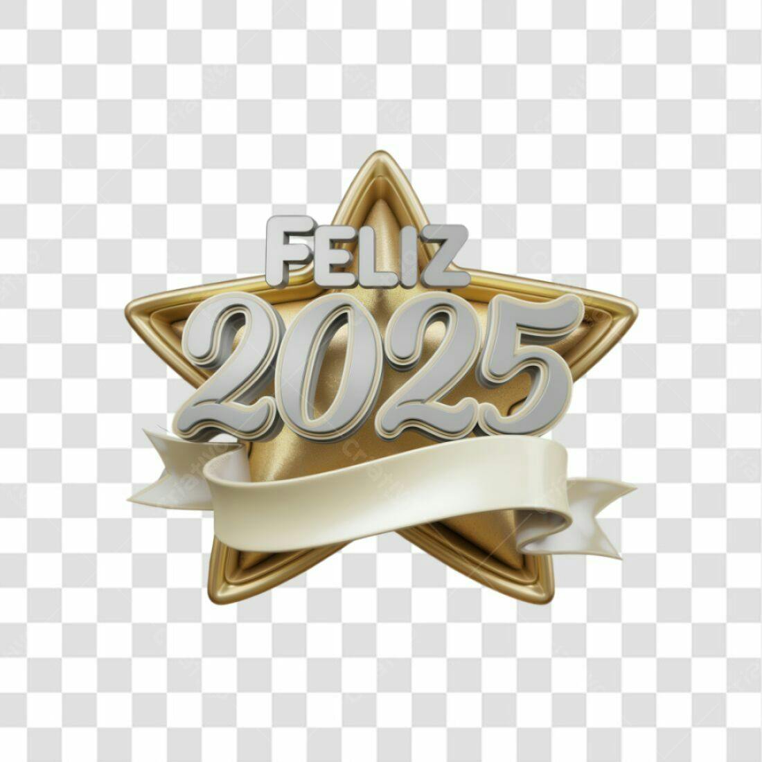 Selo Feliz Ano Novo 2025 PNG com fundo transparente