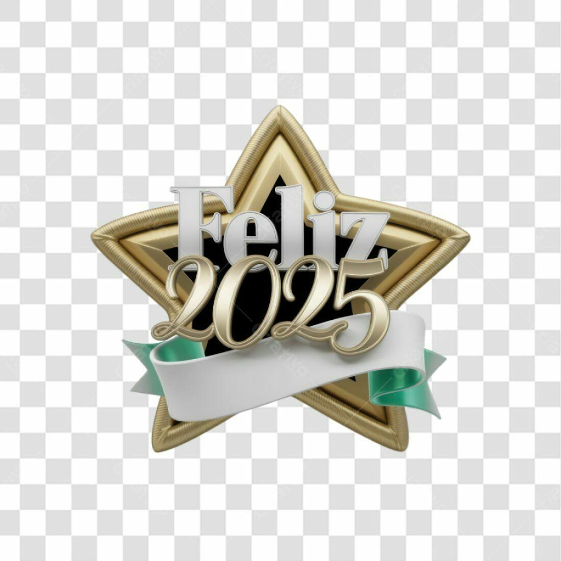 Selo Feliz Ano Novo 2025 PNG com fundo transparente