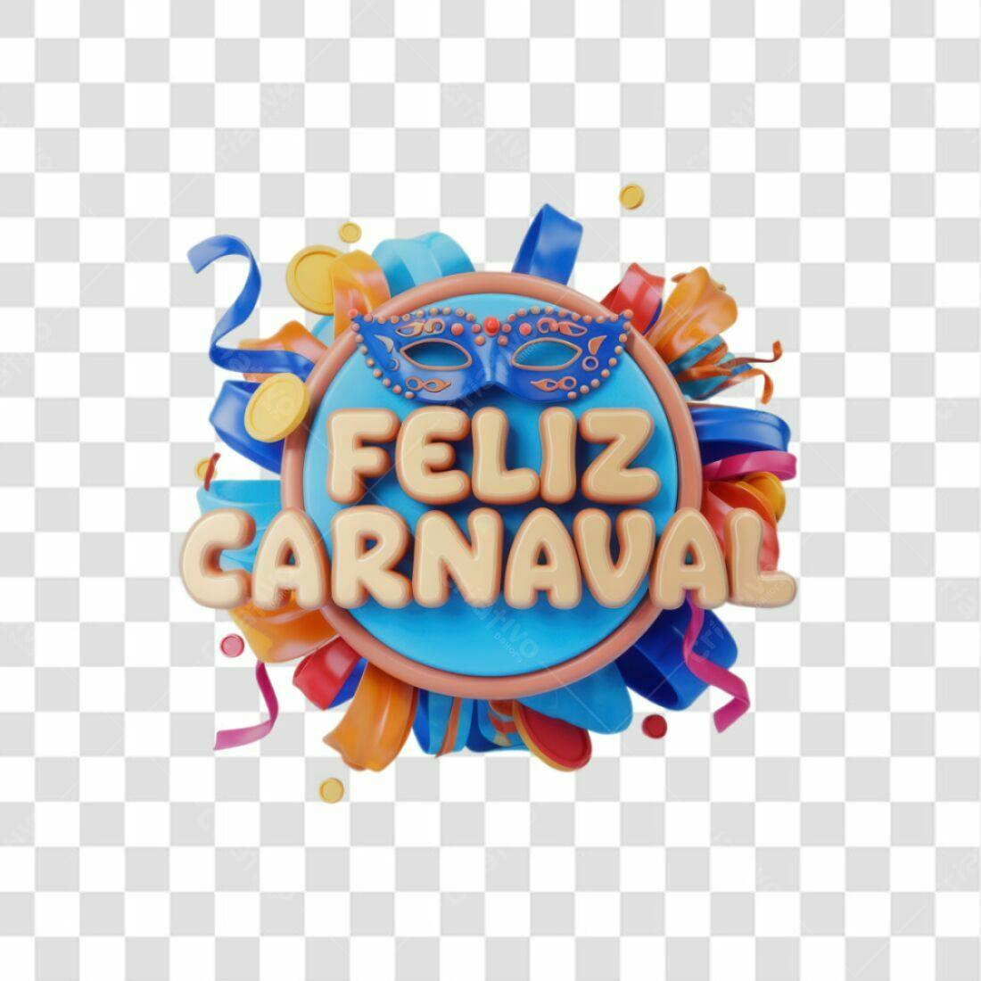Selo Feliz Carnaval PNG com fundo transparente