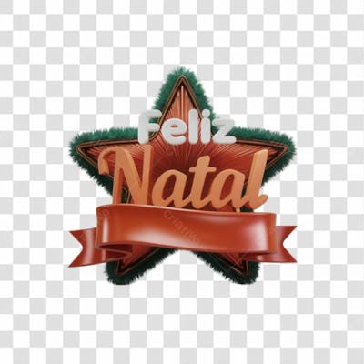 Selo 3D Render Feliz Natal Elemento Ícone Psd Png
