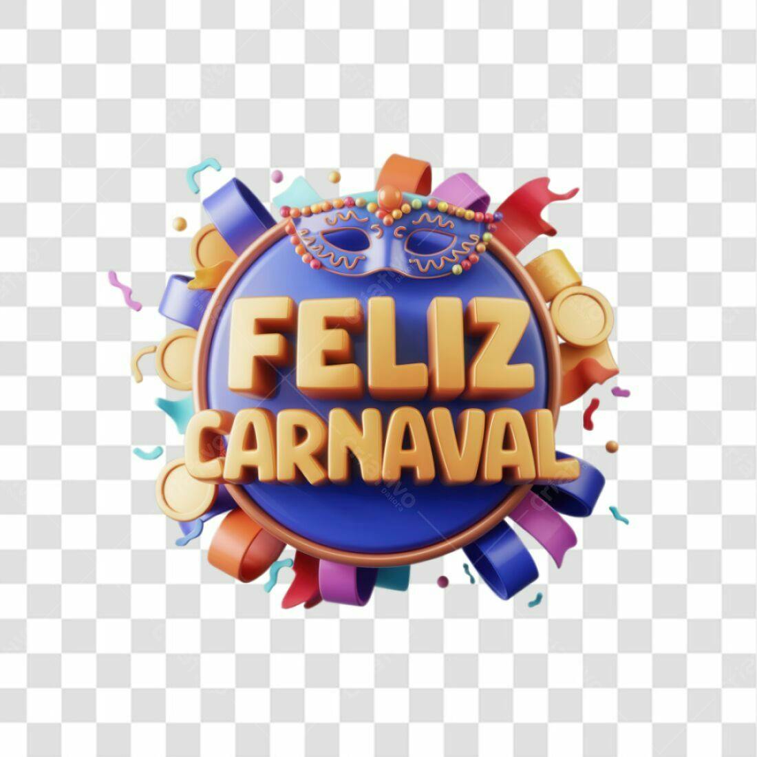 Selo Feliz Carnaval PNG com fundo transparente
