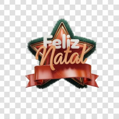 Selo 3D Render Feliz Natal Elemento Ícone Psd Png