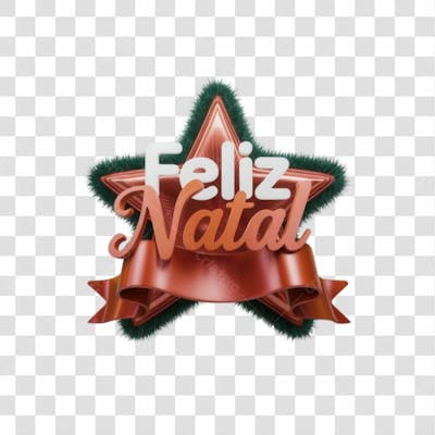 Selo 3D Render Feliz Natal Elemento Ícone Psd Png
