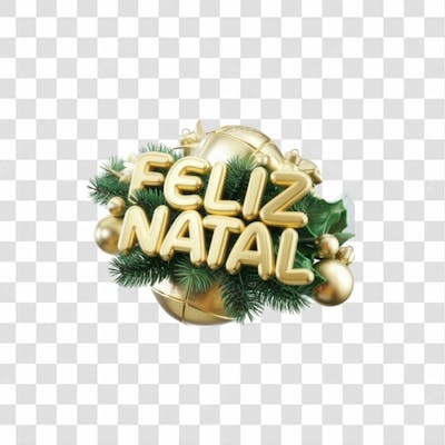 Selo 3D Render Feliz Natal Elemento Ícone Psd Png