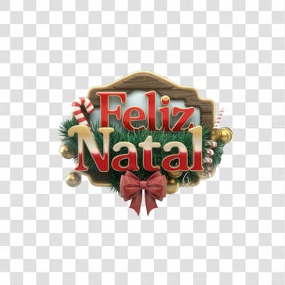 Selo 3D Render Feliz Natal Elemento Ícone Psd Png