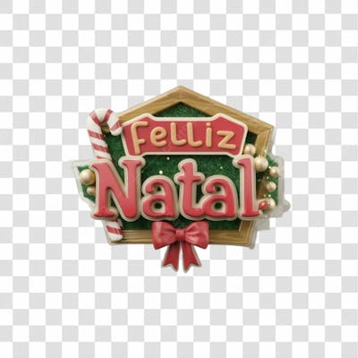 Selo 3D Render Feliz Natal Elemento Ícone Psd Png