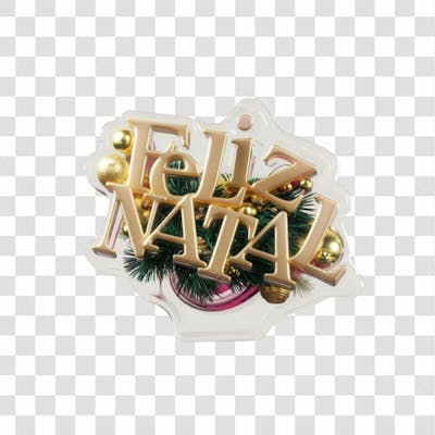 Selo 3D Render Feliz Natal Elemento Ícone Psd Png