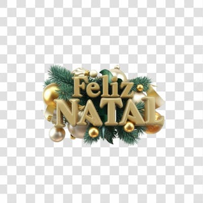 Selo 3D Render Feliz Natal Elemento Ícone Psd Png