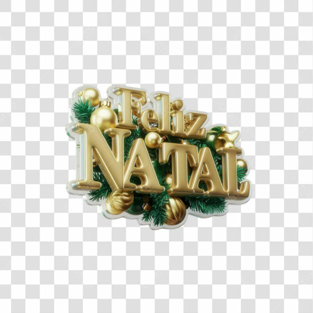 Icone Feliz Natal dourado PNG com fundo transparente